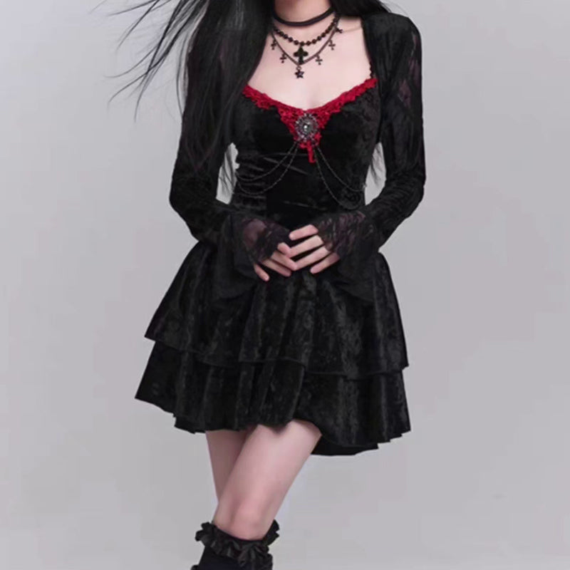 Black Velvet Gothic Dress