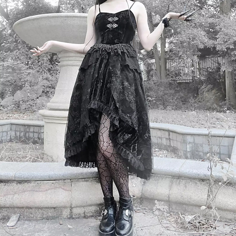 Black Velvet Gothic Slip Dress