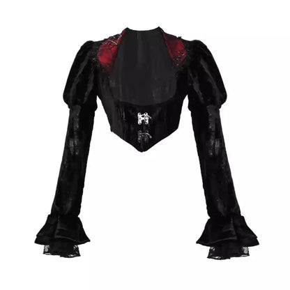 Burgundy & Black Gothic Velvet Top