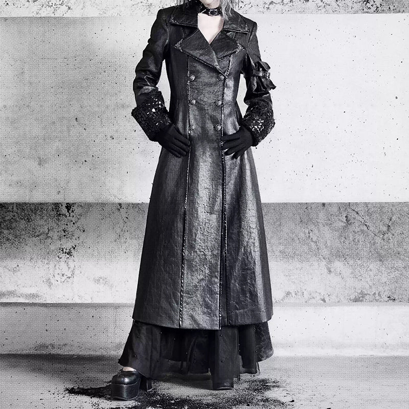 Distressed Cracked Leather Gothic Coat