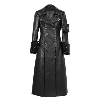 Distressed Cracked Leather Gothic Coat