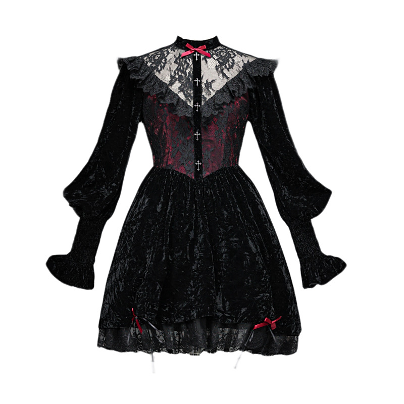 Puff Sleeve Gothic Lace Dress