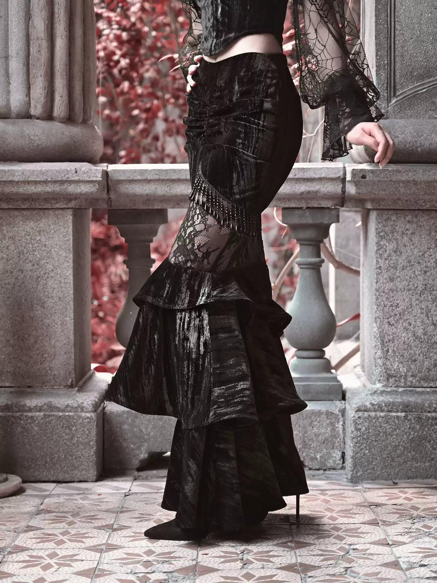 Rococo Gothic Mermaid Pencil Skirt