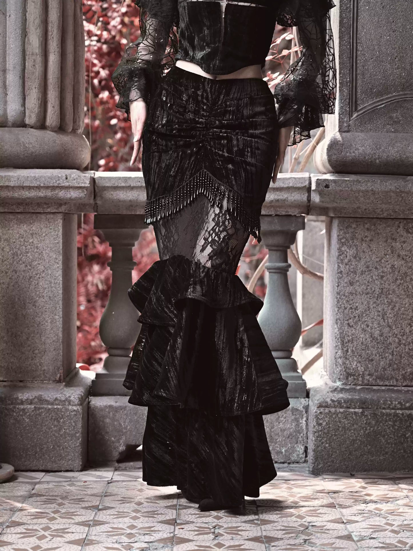 Rococo Gothic Mermaid Pencil Skirt