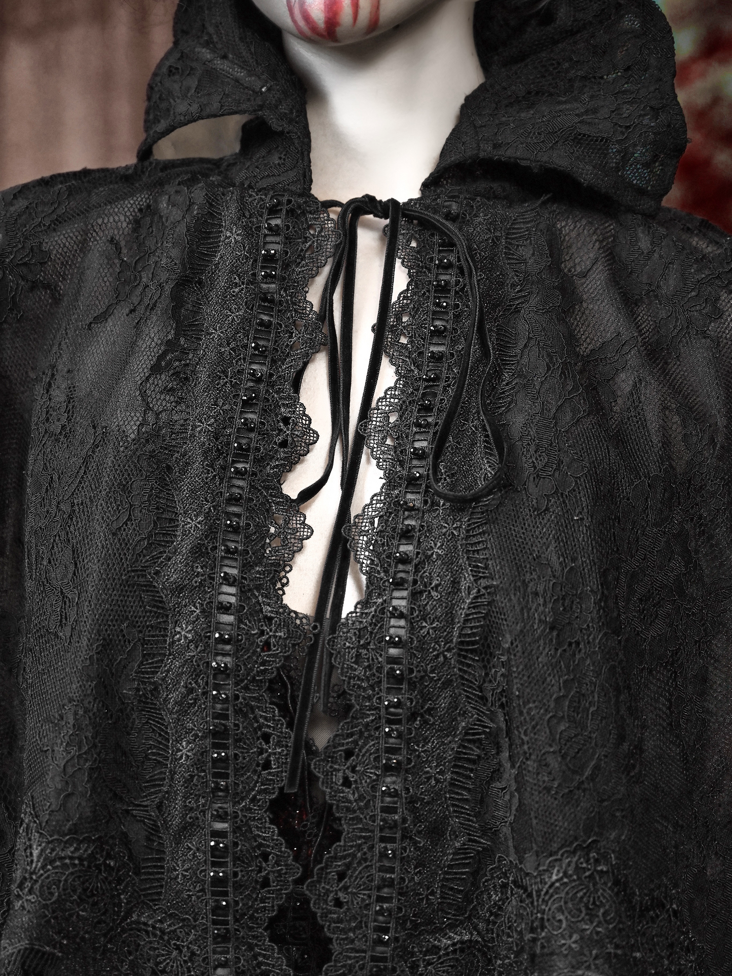 Gothic Lace Cape Shawl with Hood