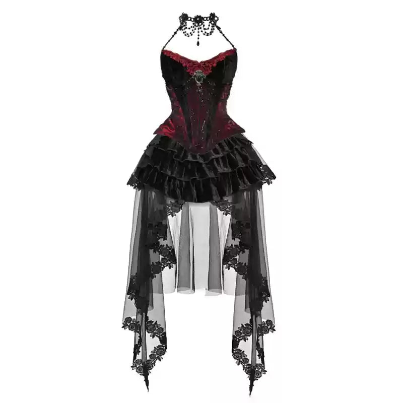 Gothic Corset Fishbone Suspender Skirt