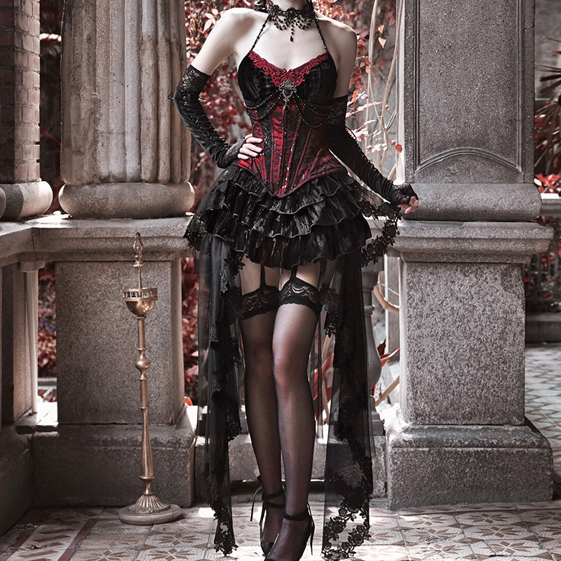 Gothic Corset Fishbone Suspender Skirt